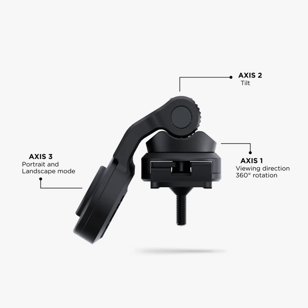 Super-stable 3-axis 360° adjustment
